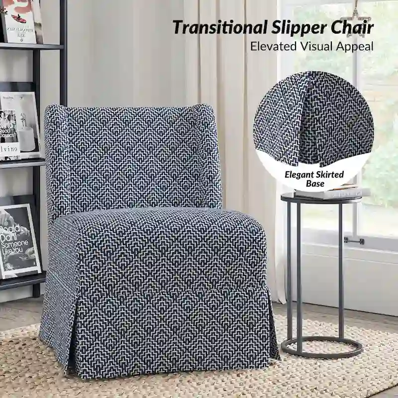 Falk Upholstered Farmhouse Armless Chair with Slipcover and Solid Wood Legs by HULALA HOME