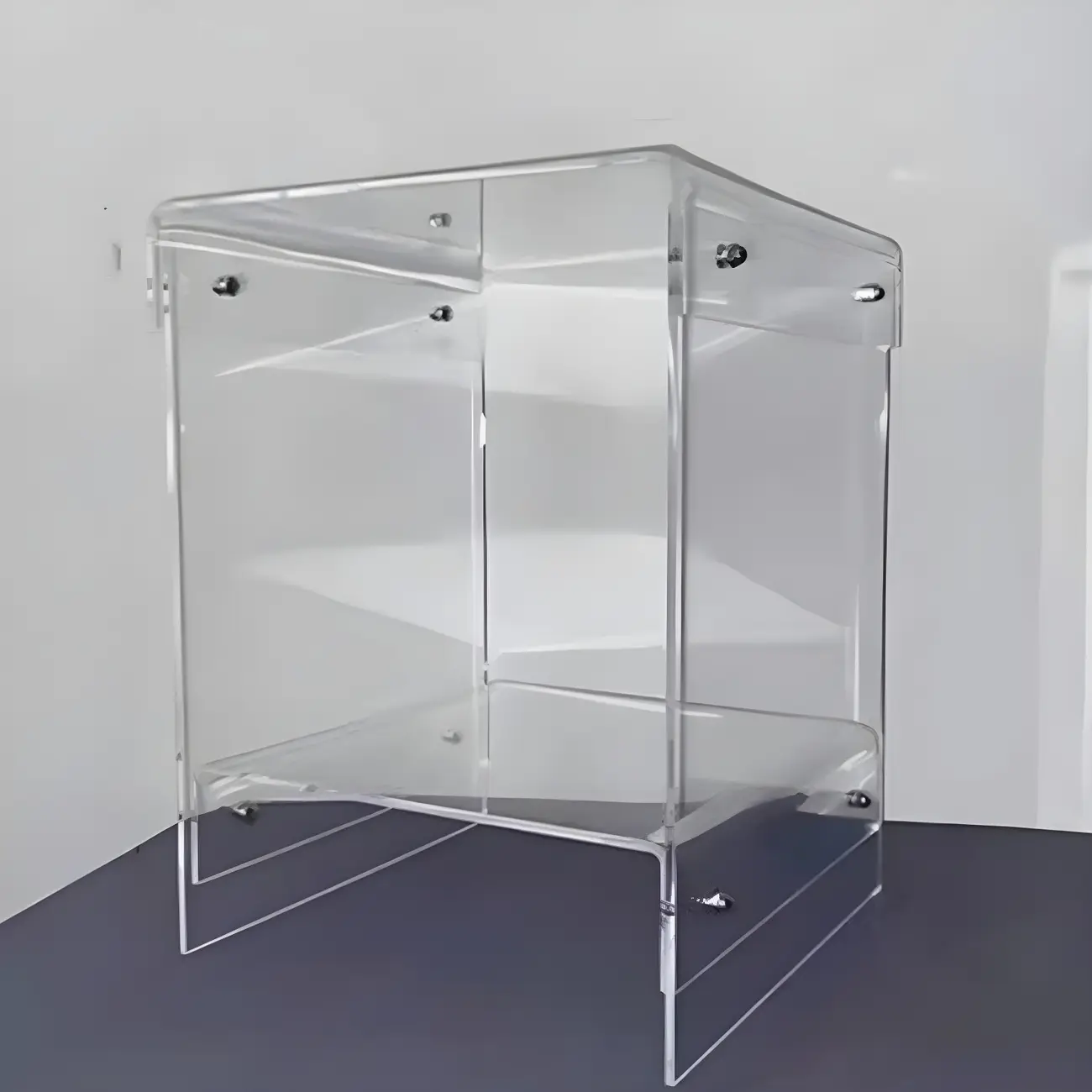 Modern Acrylic Bedside Table with Shelf