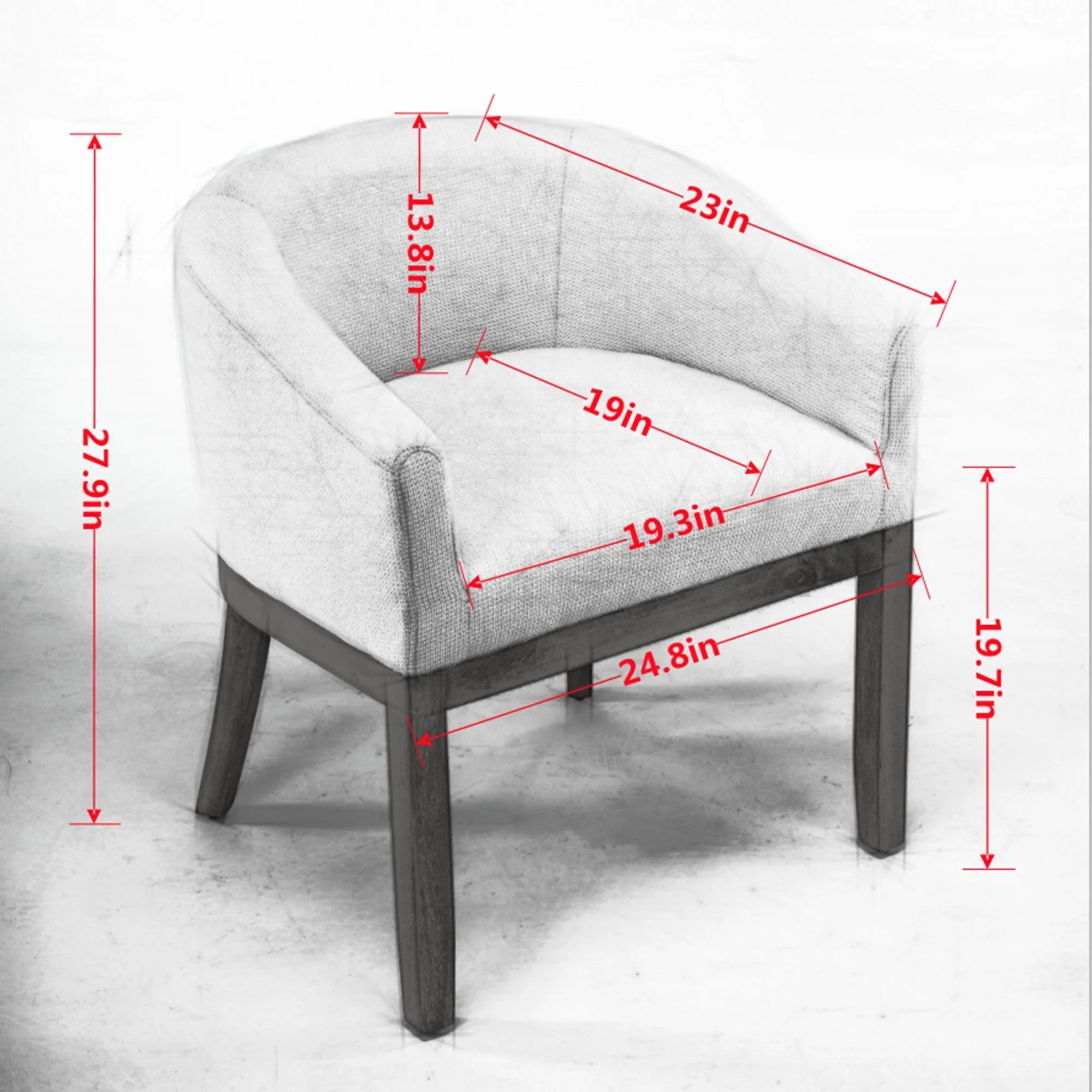 Mid Century Modern Upholstered Linen Barrel Dining Chairs