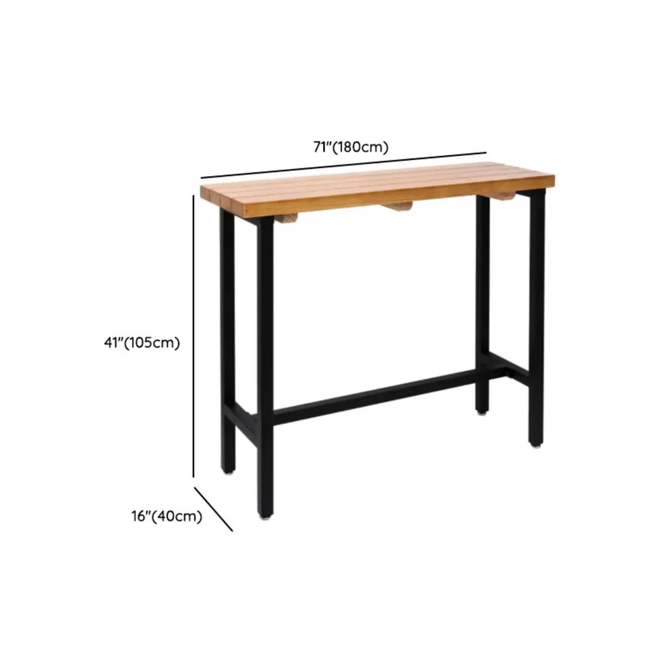 French Country Natural Wooden Iron Trestle Bar Tables