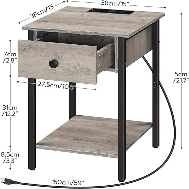 Nightstand with USB Ports and Outlets set of 2