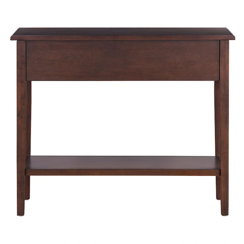 38.2 Rustic Console Table with Open Shelf and Three Drawers, Rubber Wood Legs