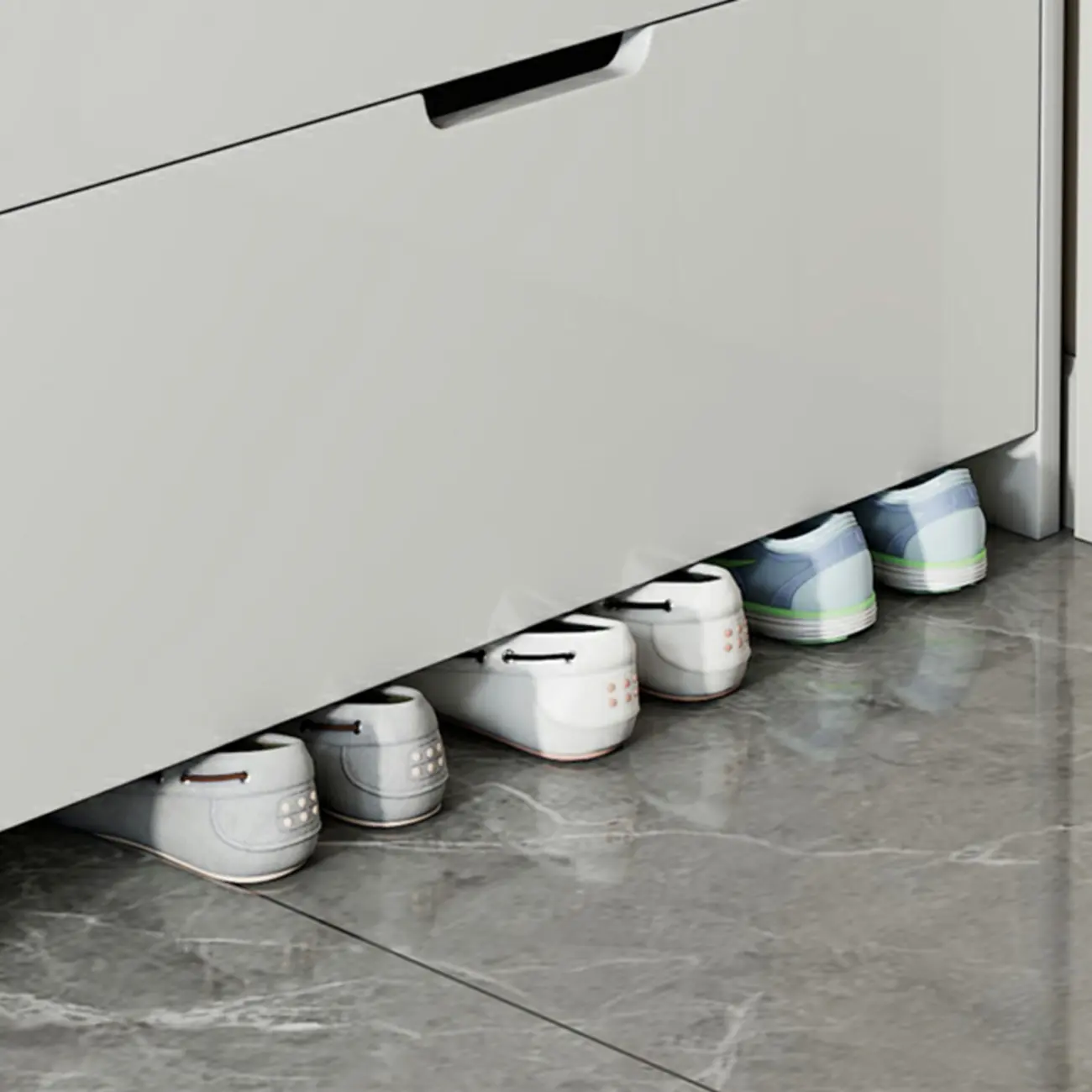 3-Tier White Wood Shoe Cabinet with Drop Front