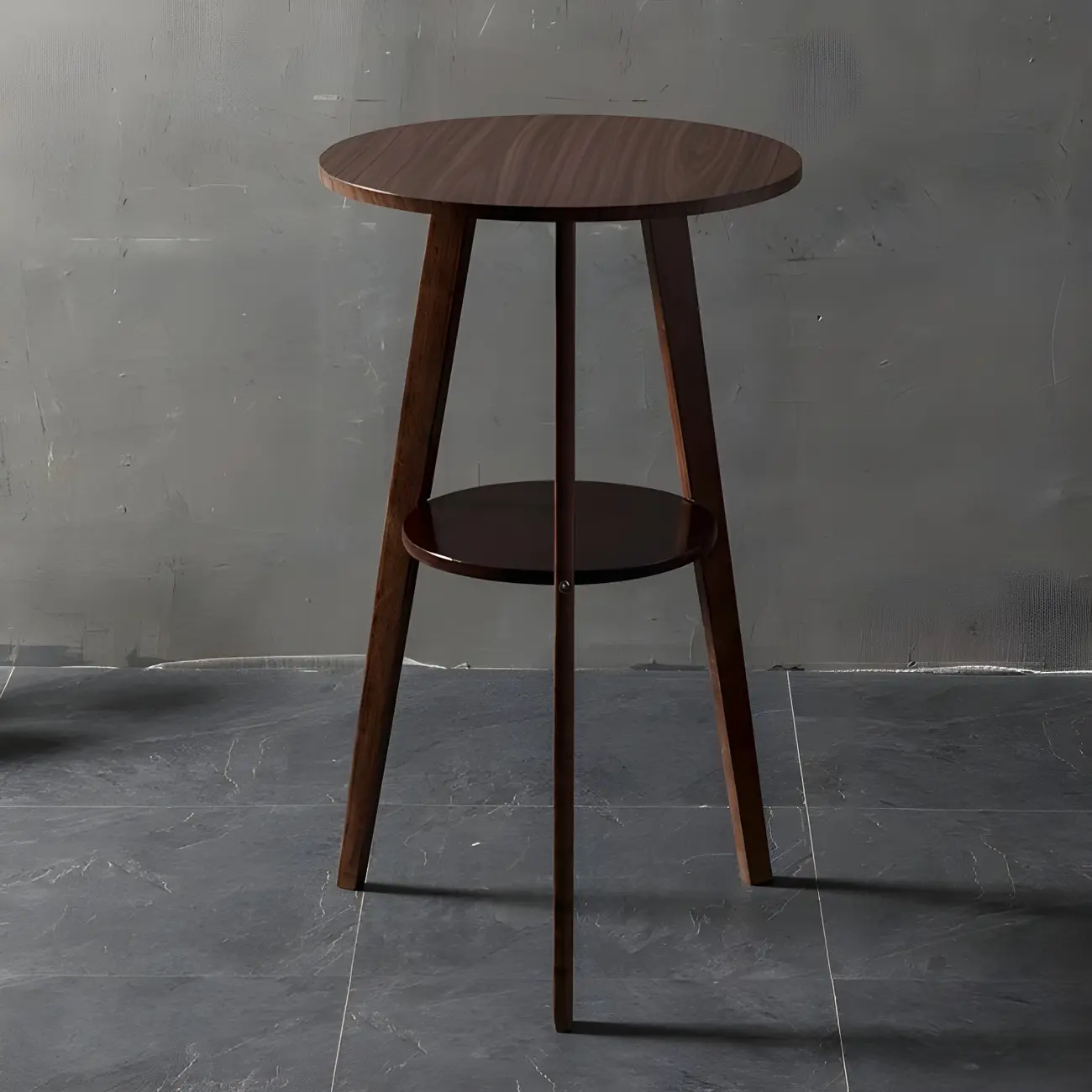 Modern Small Round Bar Height Wood Bar Table with Storage