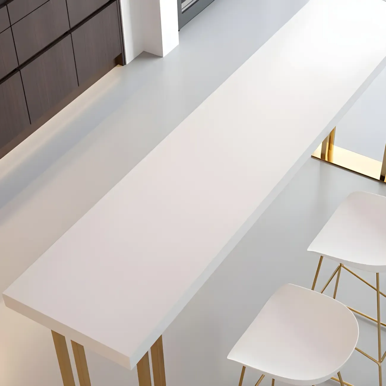 Glam White Wood Gold Iron Sled Bar Tables