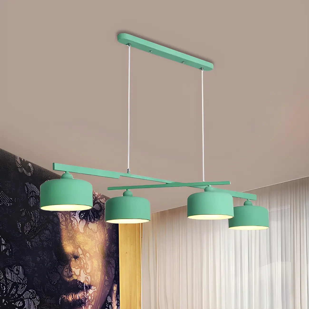 Modern Metal Drum-Shaped Island Pendant Light for Kitchen