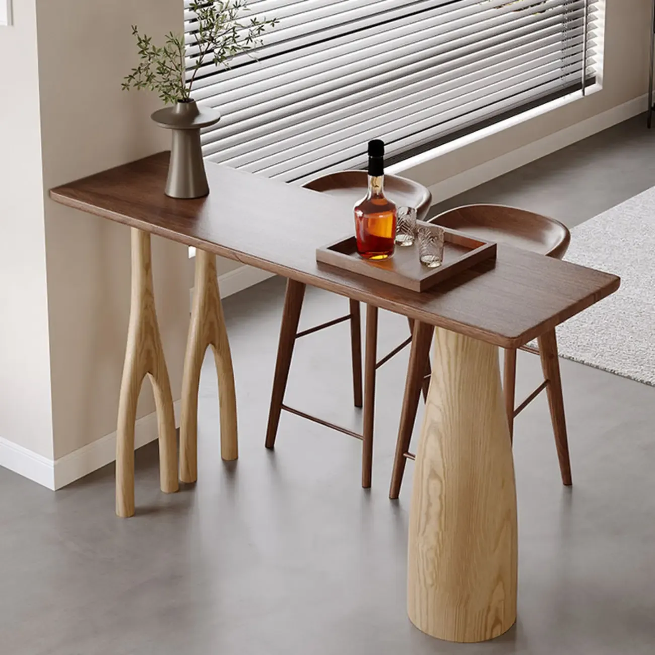 Stylish Brown Natural Wooden Bar Table for Home Bistro
