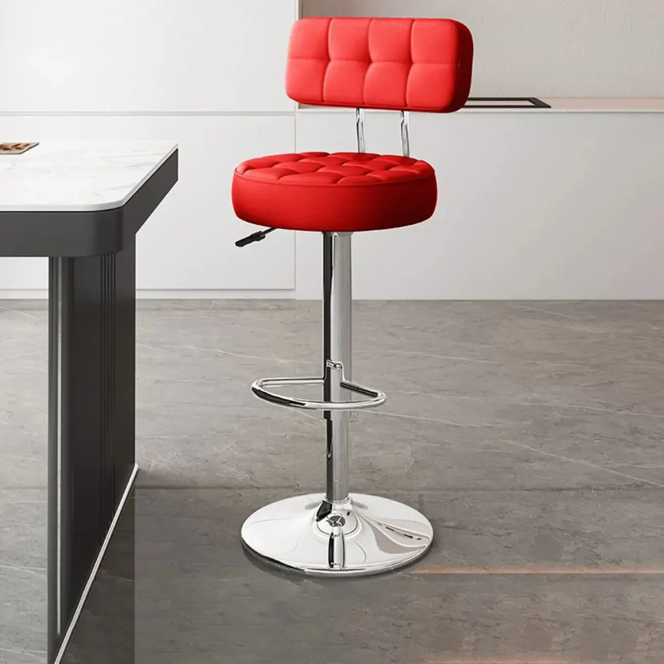 Leather Upholstered Adjustable Swivel Bar Stools