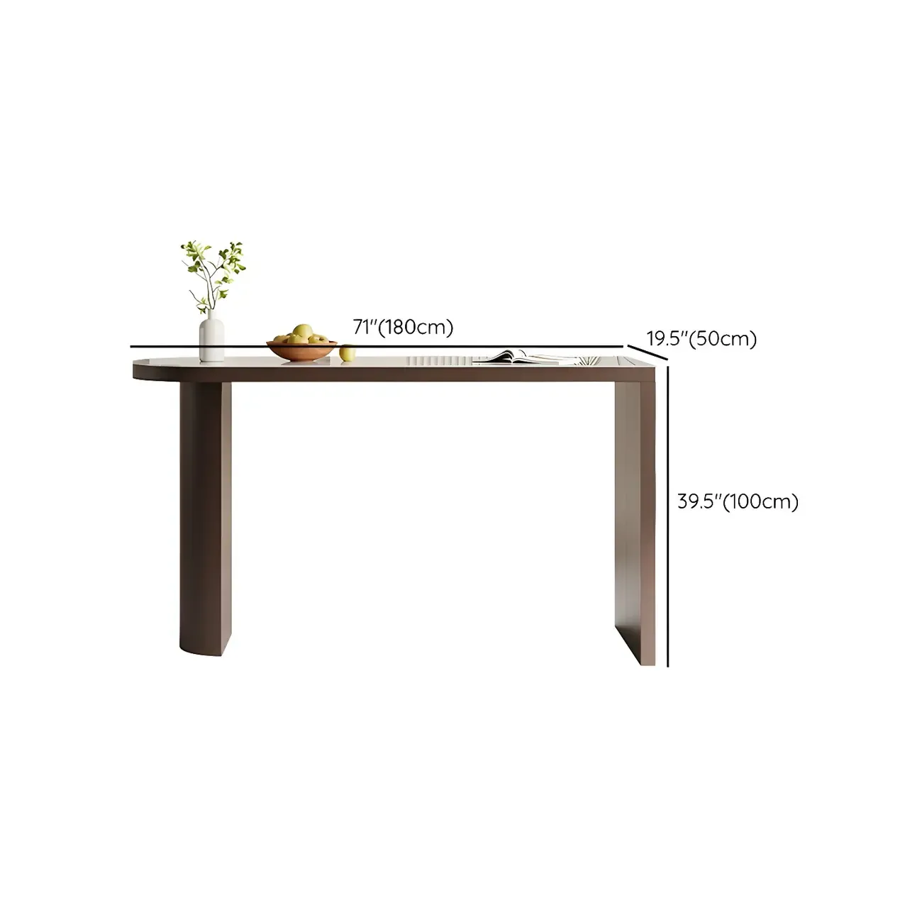 Modern White Stone Brown Wood Dual Pedestal Bar Tables