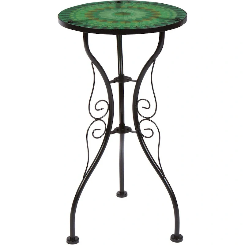 22 Leaf Design Glass & Metal Side Table by Trademark Innovations