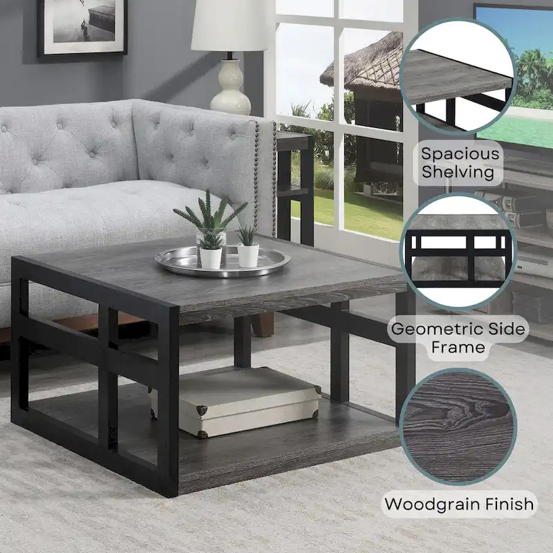 Convenience Concepts Monterey Square Coffee Table with Shelf