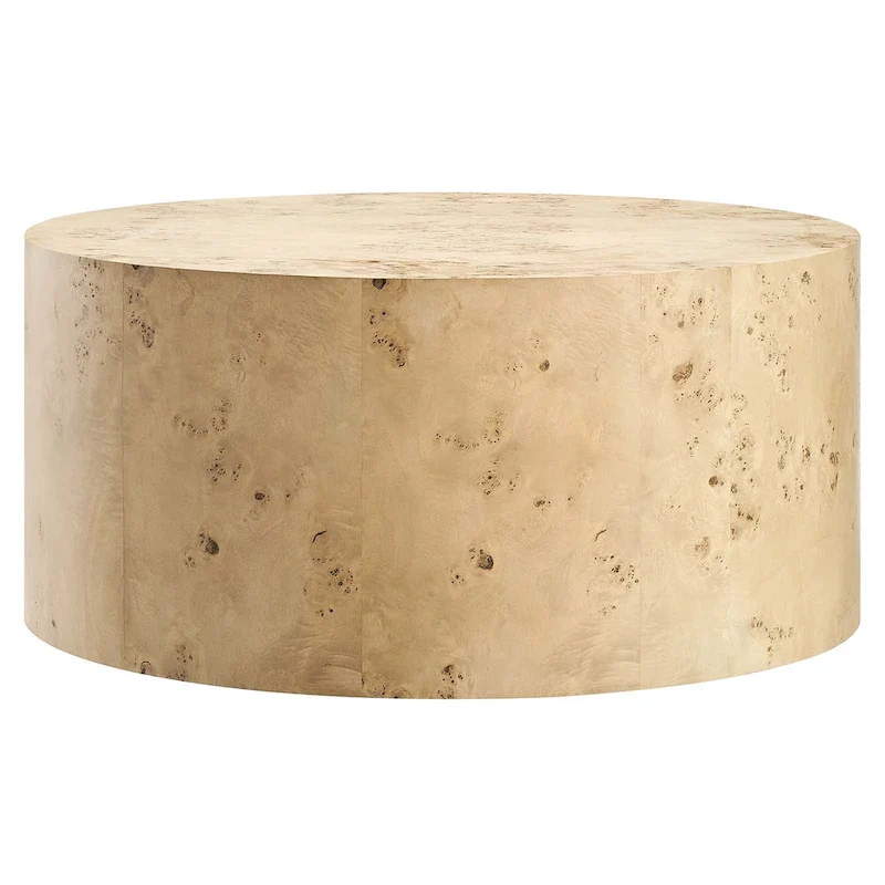Penrod Mid-Century Burl Wood Round Coffee Table