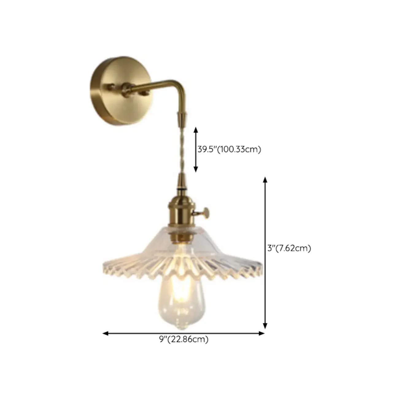 Elegant Cylinderial Gold Glass Wall Sconce