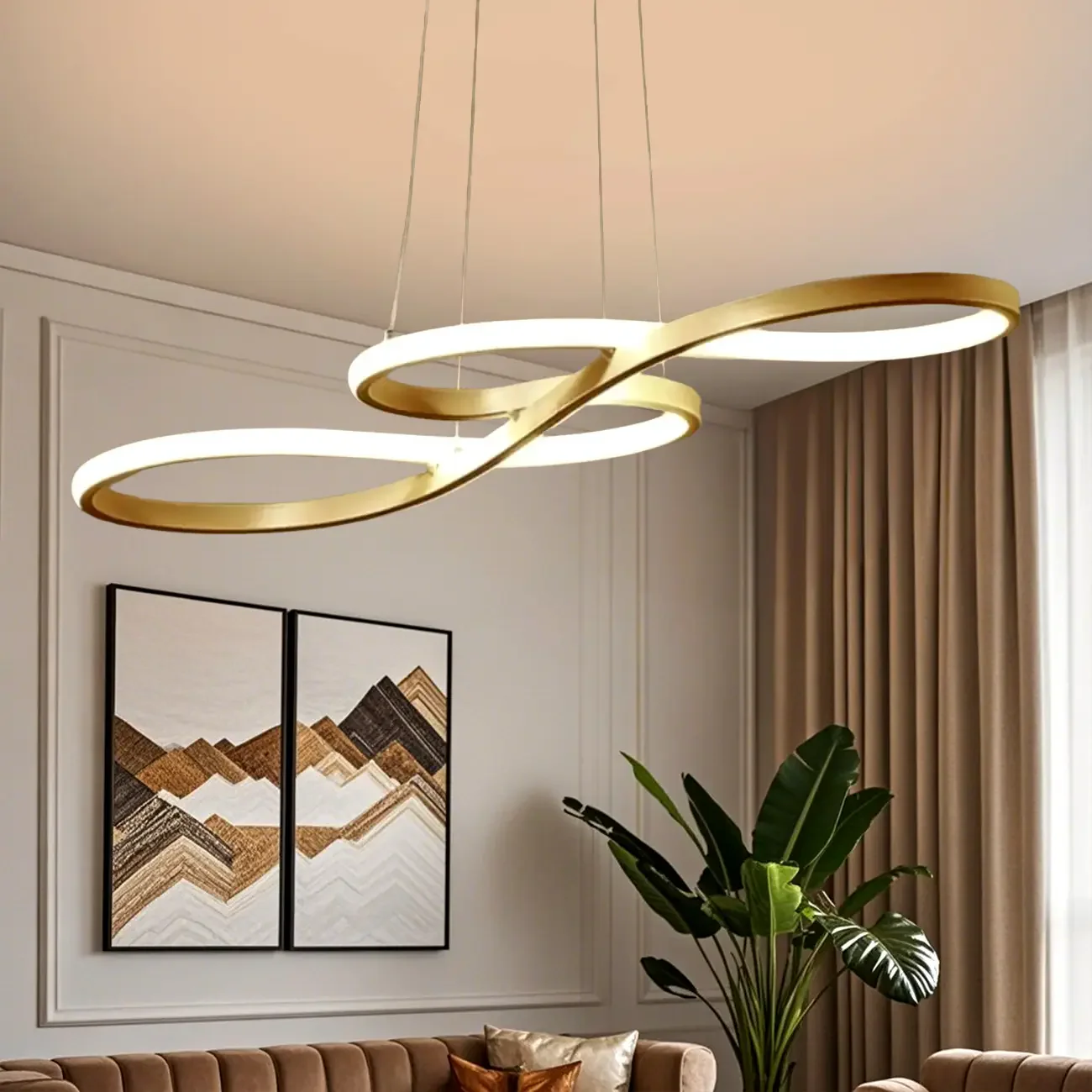 Modern White Linear LED Island Pendant Light with Multi Dimming