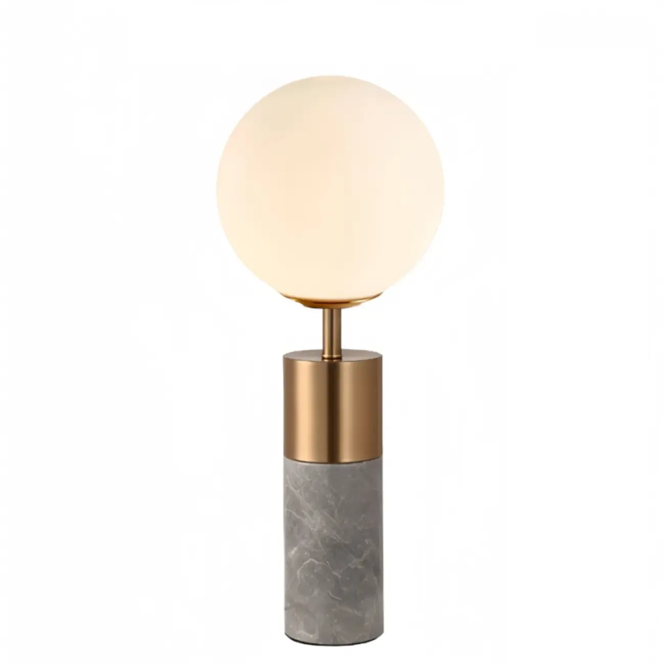 Modern Cylinder Stone Table Lamp with Fabric Shade