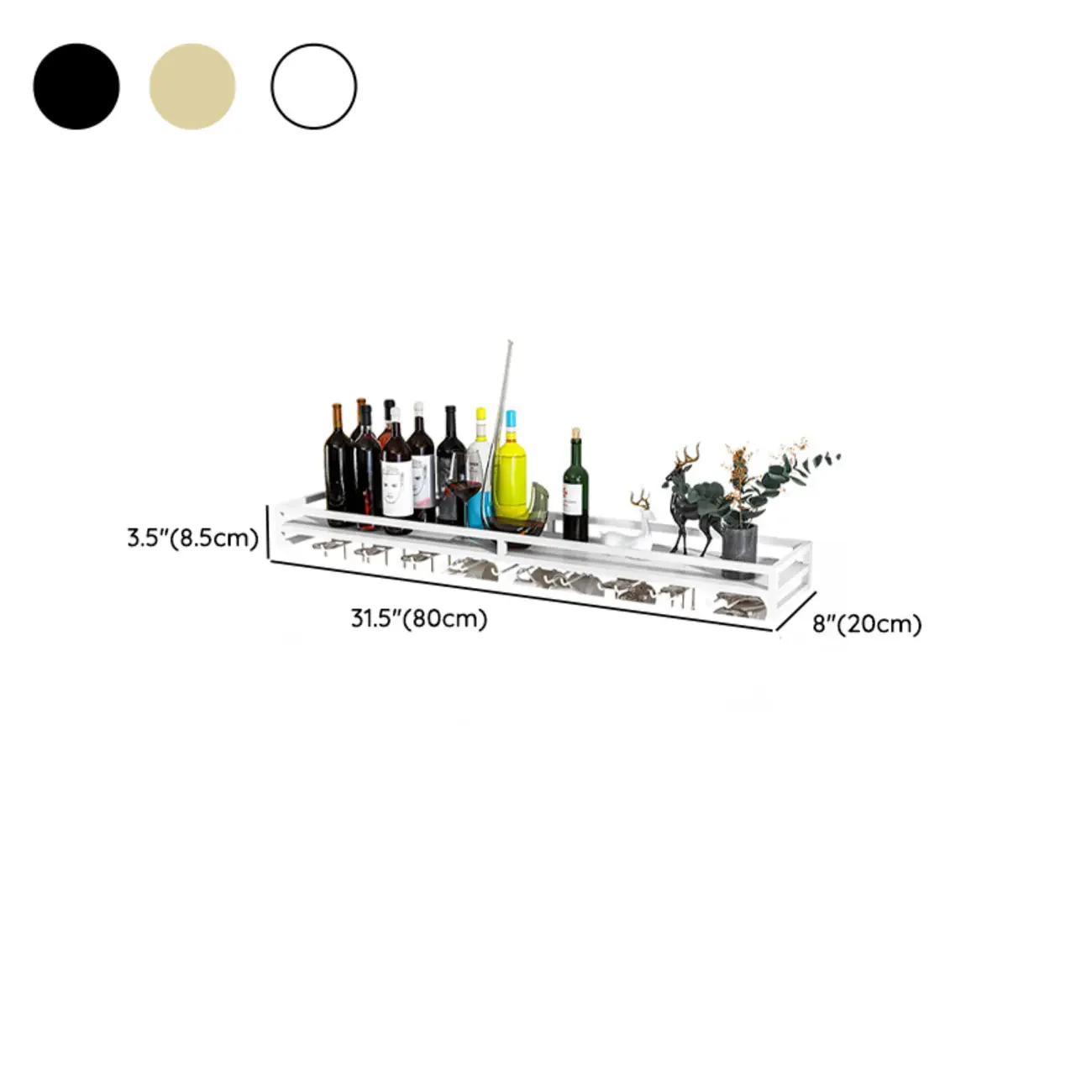 Simple Rectangle Black Wall Mounted Metal Wine Rack