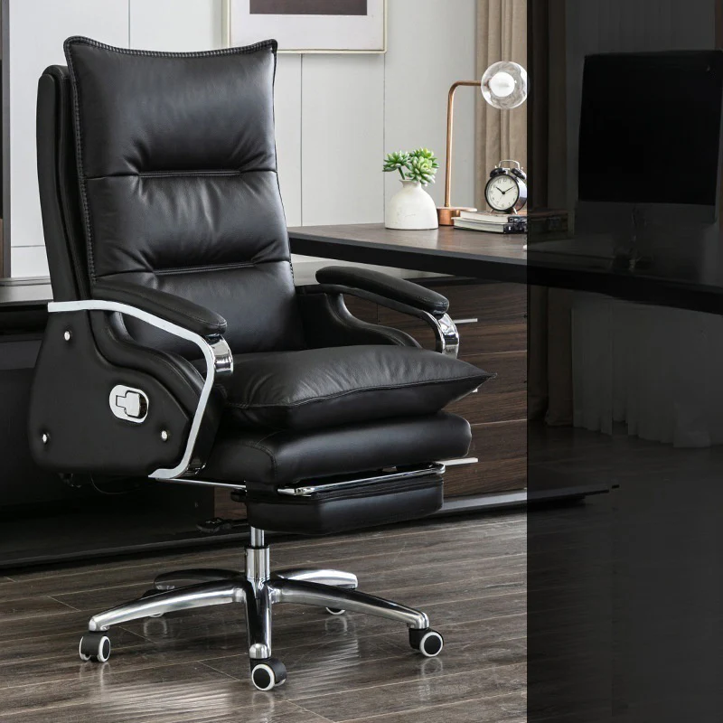 Executive Reddish Brown Leather Reclining Office Chair