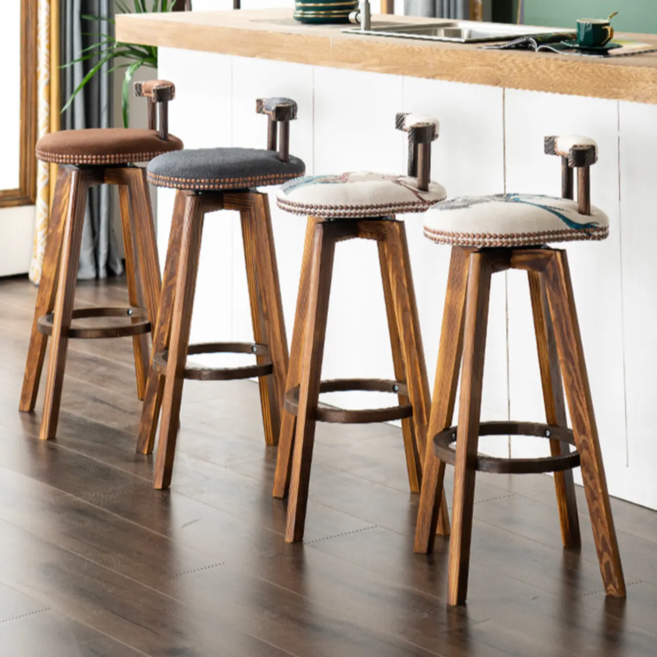Bar Height Swivel Leather Modern Bar Stools