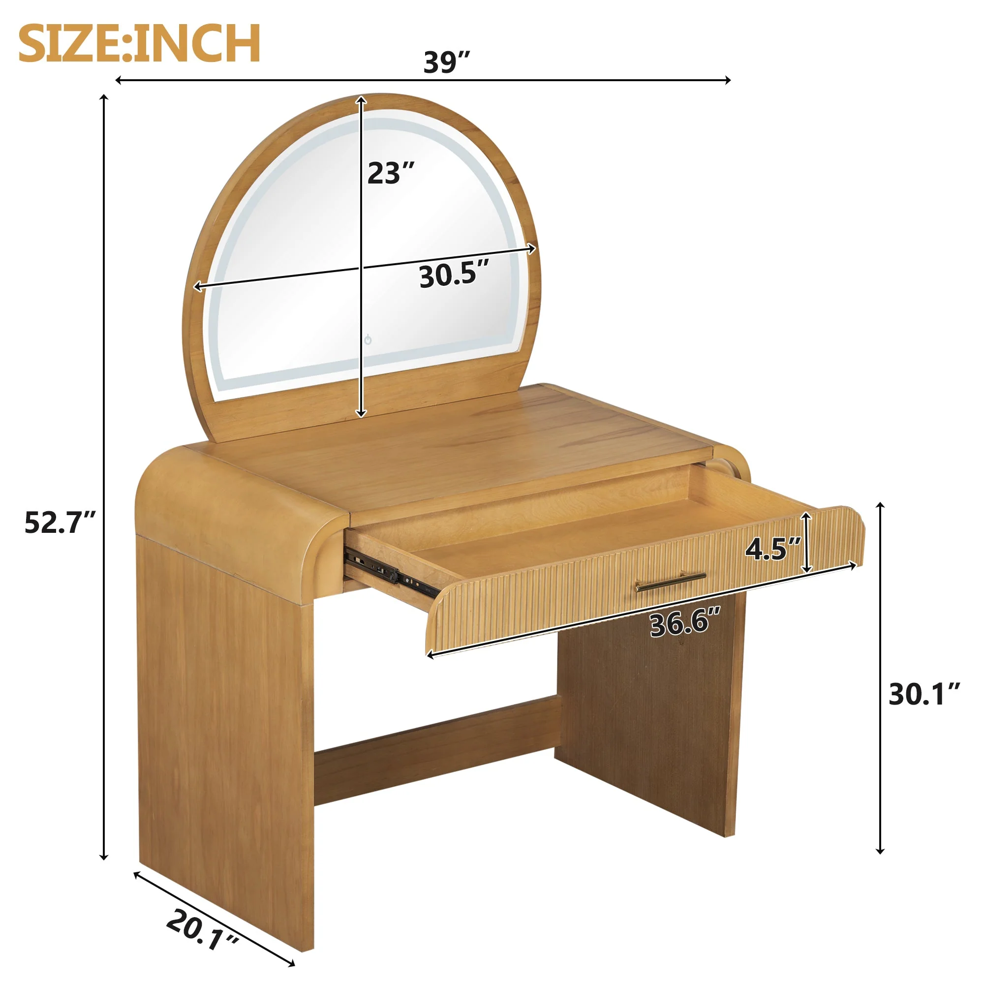 Walker Edison | Modern Reeded Curve Design Makeup Vanity Table