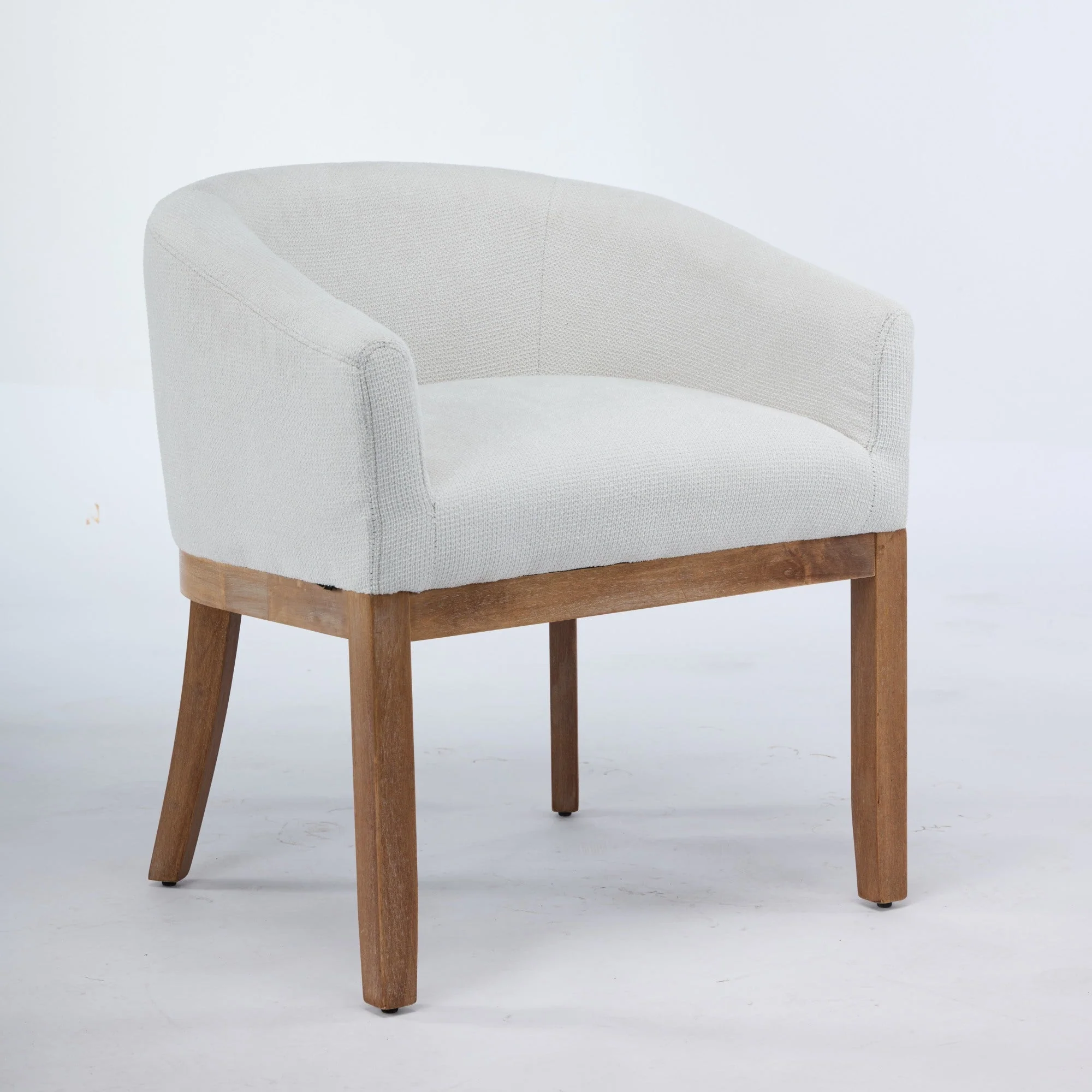 Mid Century Modern Upholstered Linen Barrel Dining Chairs