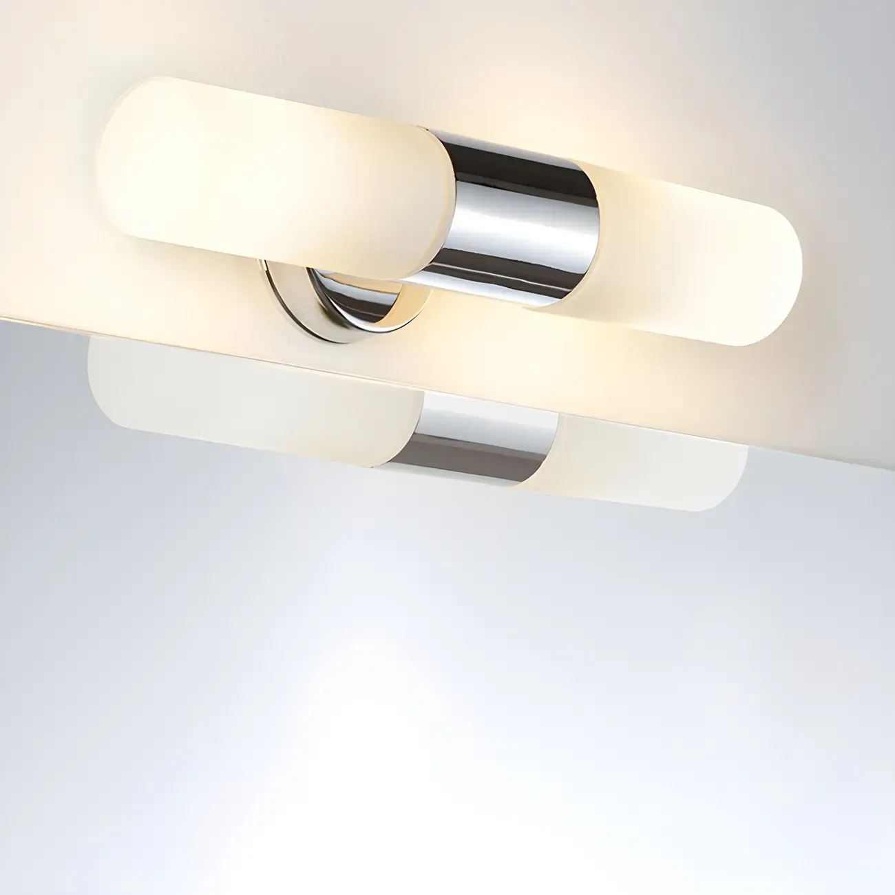 Modern Cylinder Glass Silver Dual Bathroom Vanity Light