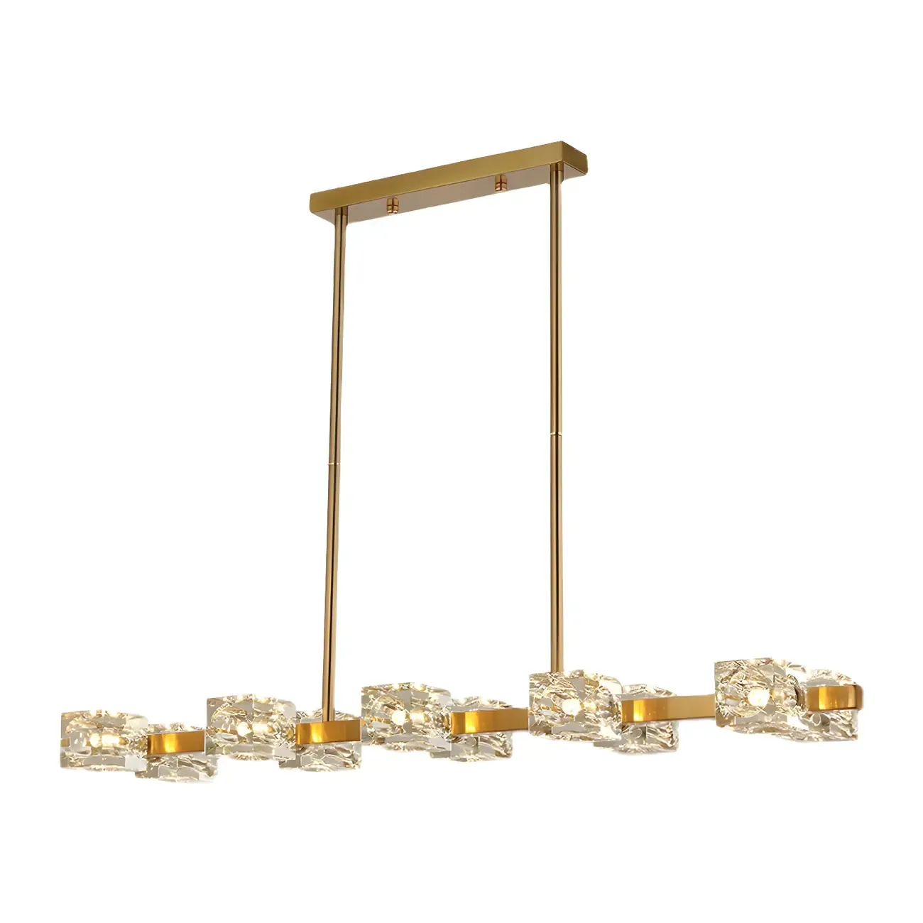 Adjustable Gold/Black Rectangle Crystal Island Chandelier