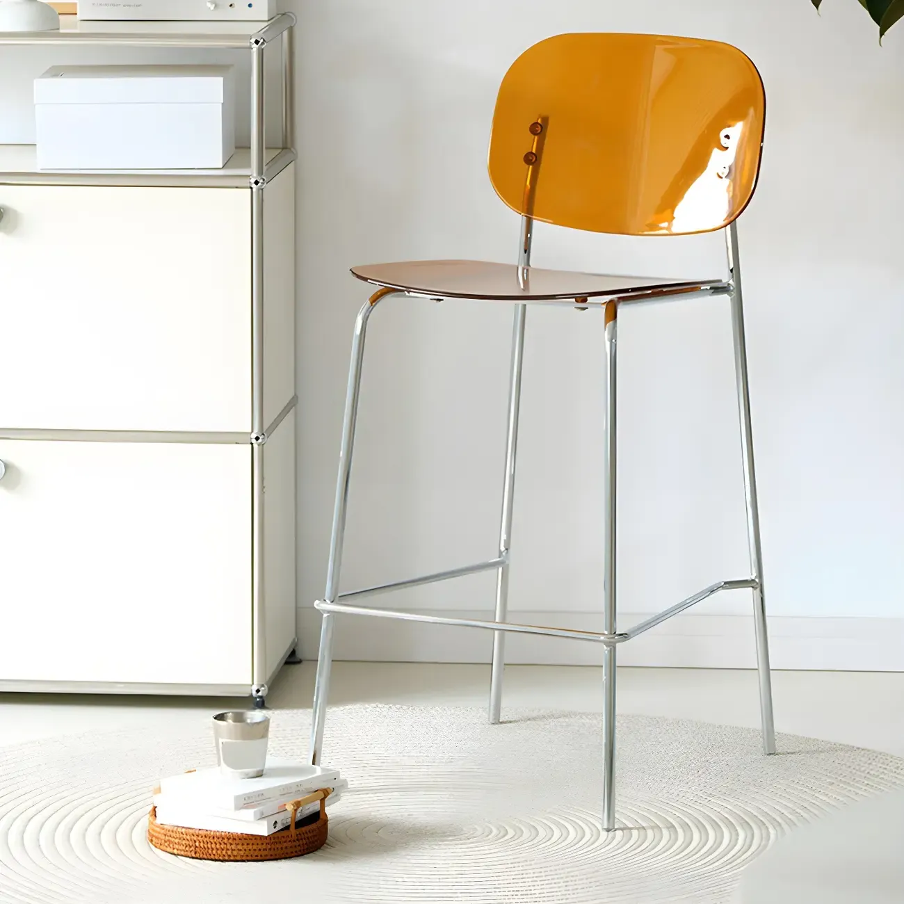 Modern Metal Counter Height Acrylic Bar Stools