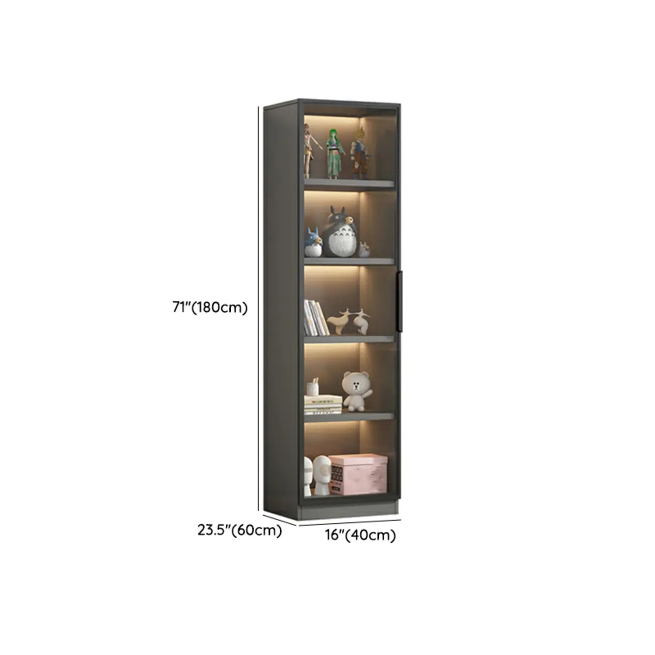 Simple Modern Gray Clear Cover Wooden Display Cabinet