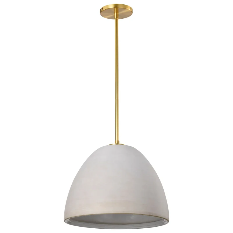 Collins 14 Inch Pendant with White Ceramic - Brushed Brass