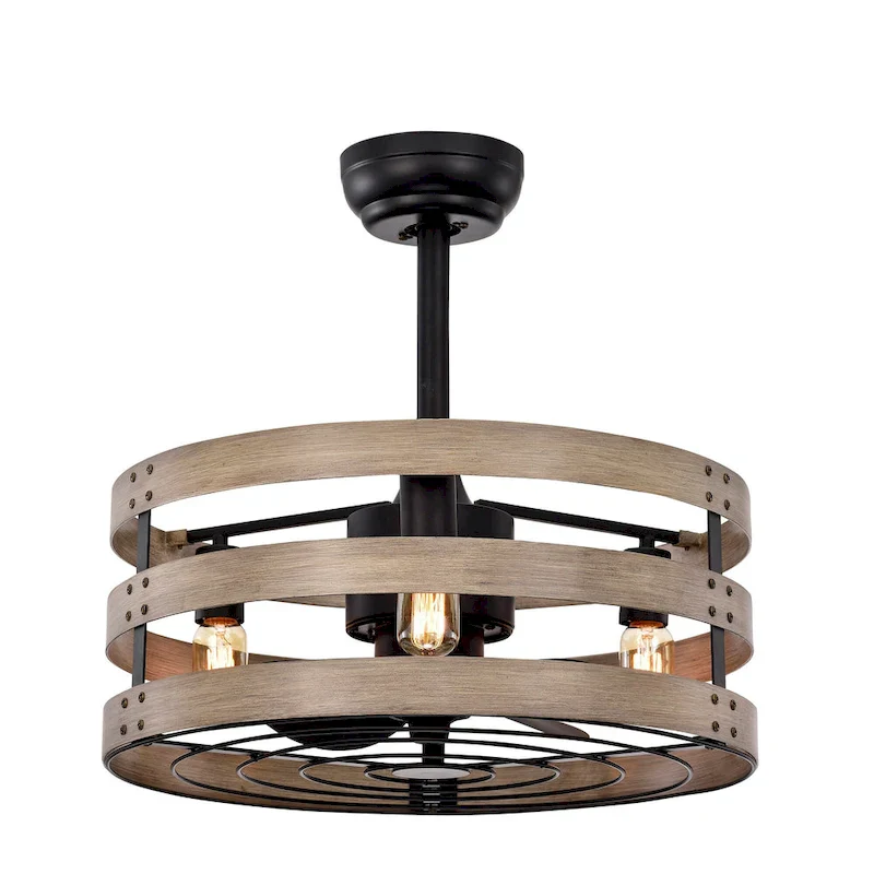 Eden Ceiling Fan 20-Inch 3-Light Metal Drum Shade (Includes Remote)