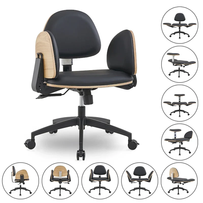 Black Ergonomic Adjustable Meditation Chair Multi-Position Home Office Chair