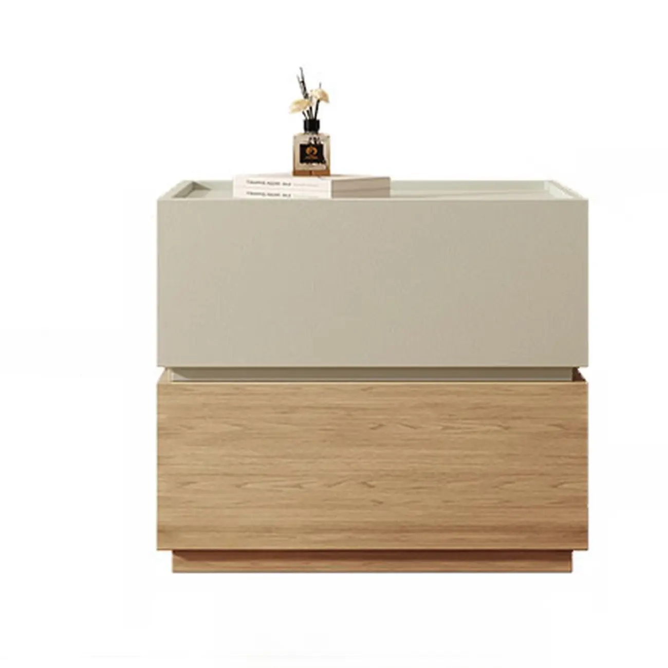 Modern Wood Two-Tone Drawers Nightstand