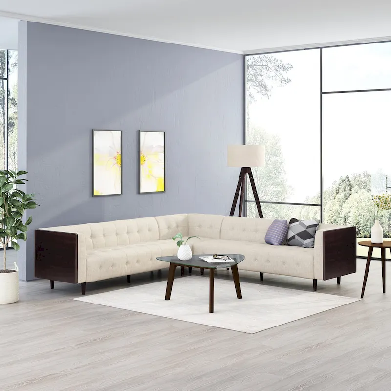 Clermont Mid-century Tufted Sectional Sofa by Christopher Knight Home - 114.00 L x 114.00 W x 30.75 H