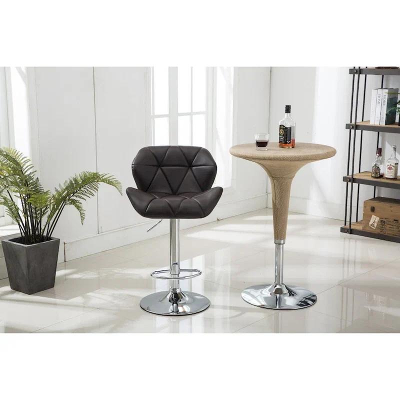 Modern Faux Leather Adjustable Swivel Bar Stools (Set of 2)