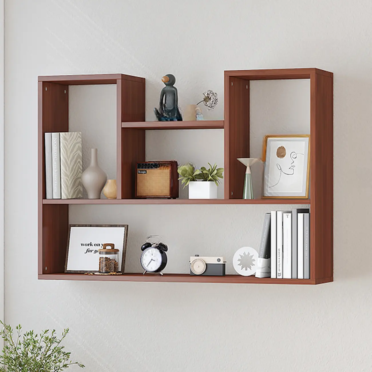 Modern Wooden 3-Tier Open Back Wall-Mounted Bookcase