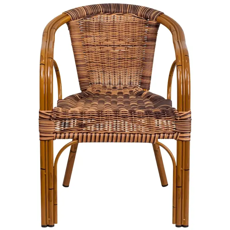 Rattan Bamboo-Aluminum Patio Chairs (Set of 3)
