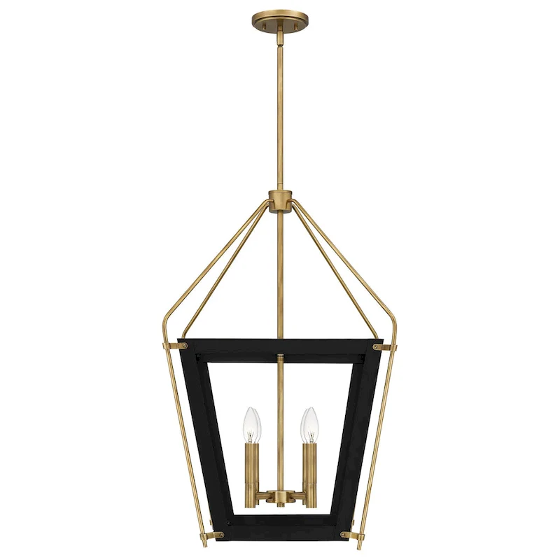 Abbeville 4-Light Earth Black Pendant with Gold Accents