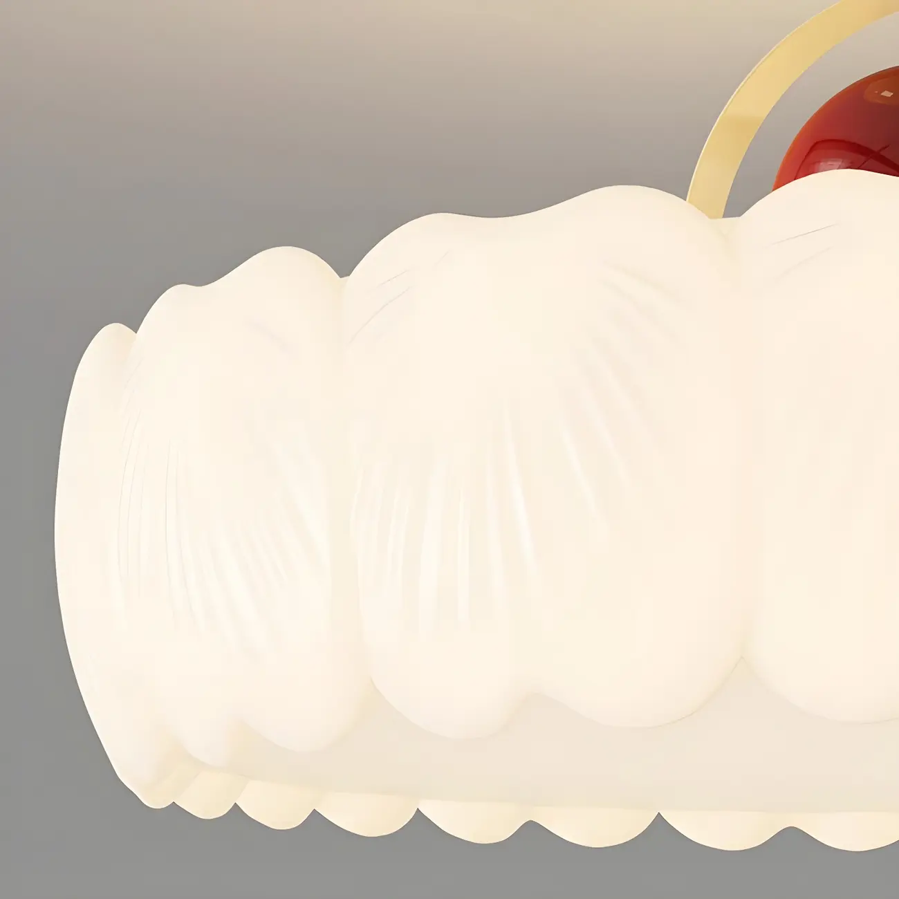 Drum Shape Beige Semi-Flush Ceiling Light with Plastic Shade