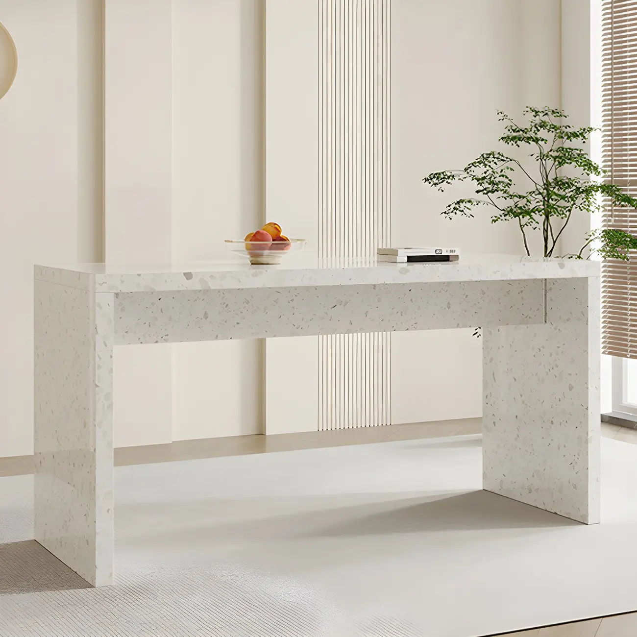 Modern White Stone Double Pedestal Bar Tables