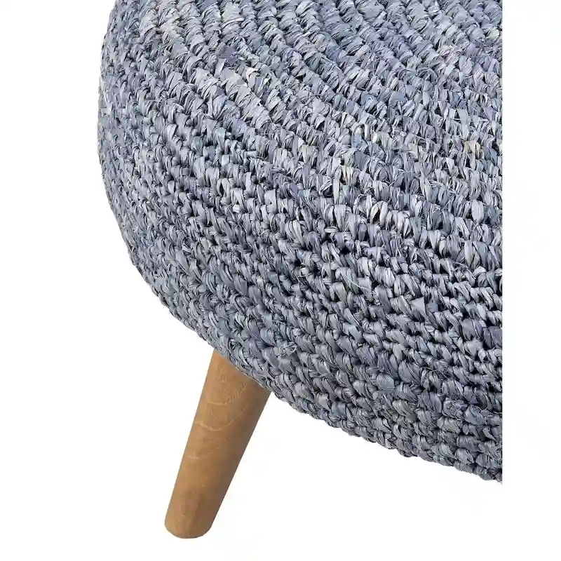 Natural Handmade Raffia Wood Ottoman by East at Main