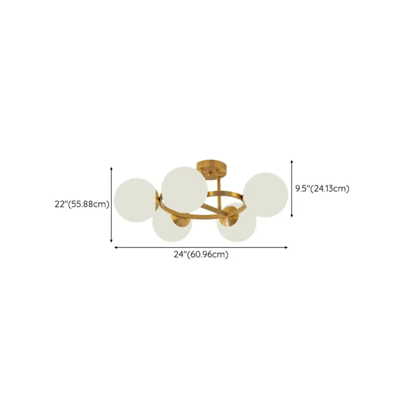 Modern Gold Loop Globe Glass Semi Flush Ceiling Light