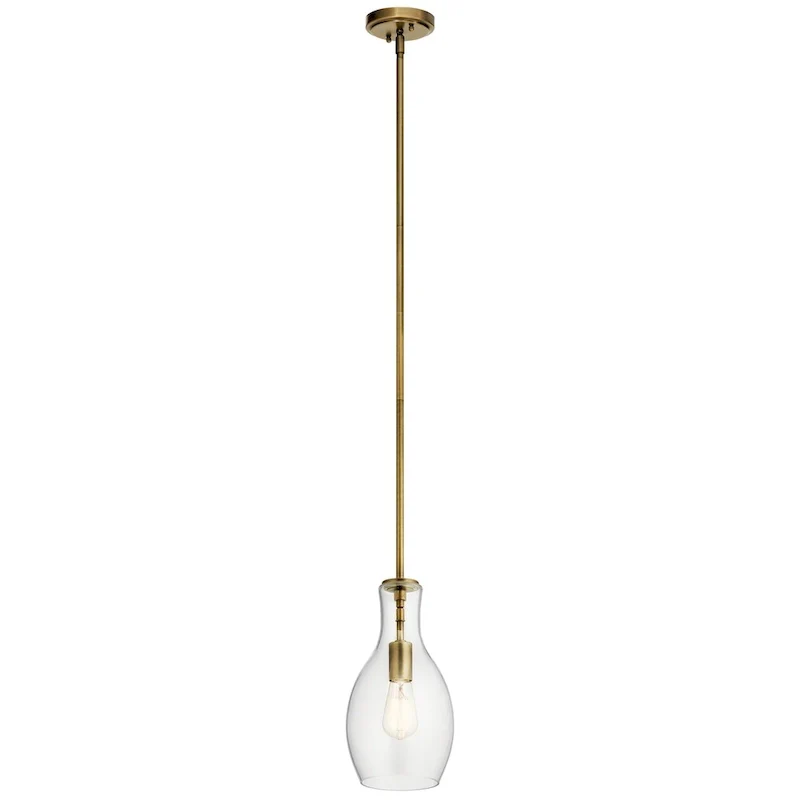 Kichler Lighting Everly 1-Light Mini Pendant Natural Brass