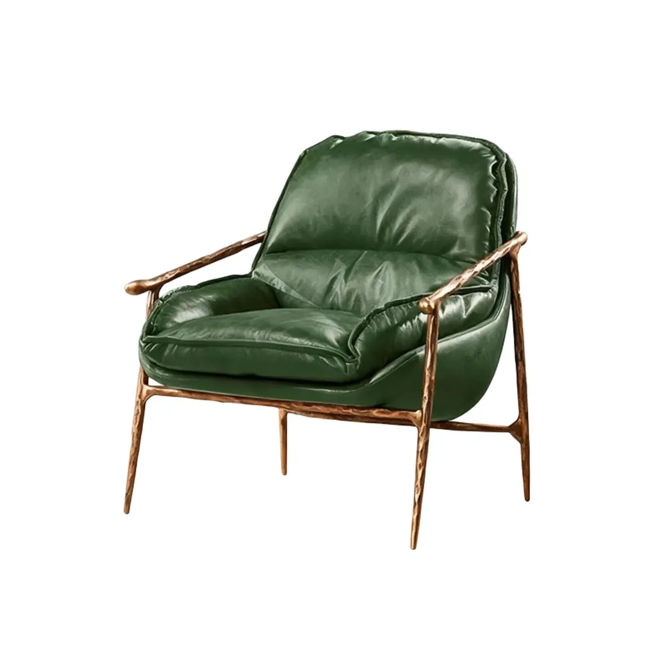 Mid-Century Modern Genuine Leather Accent Armchair
