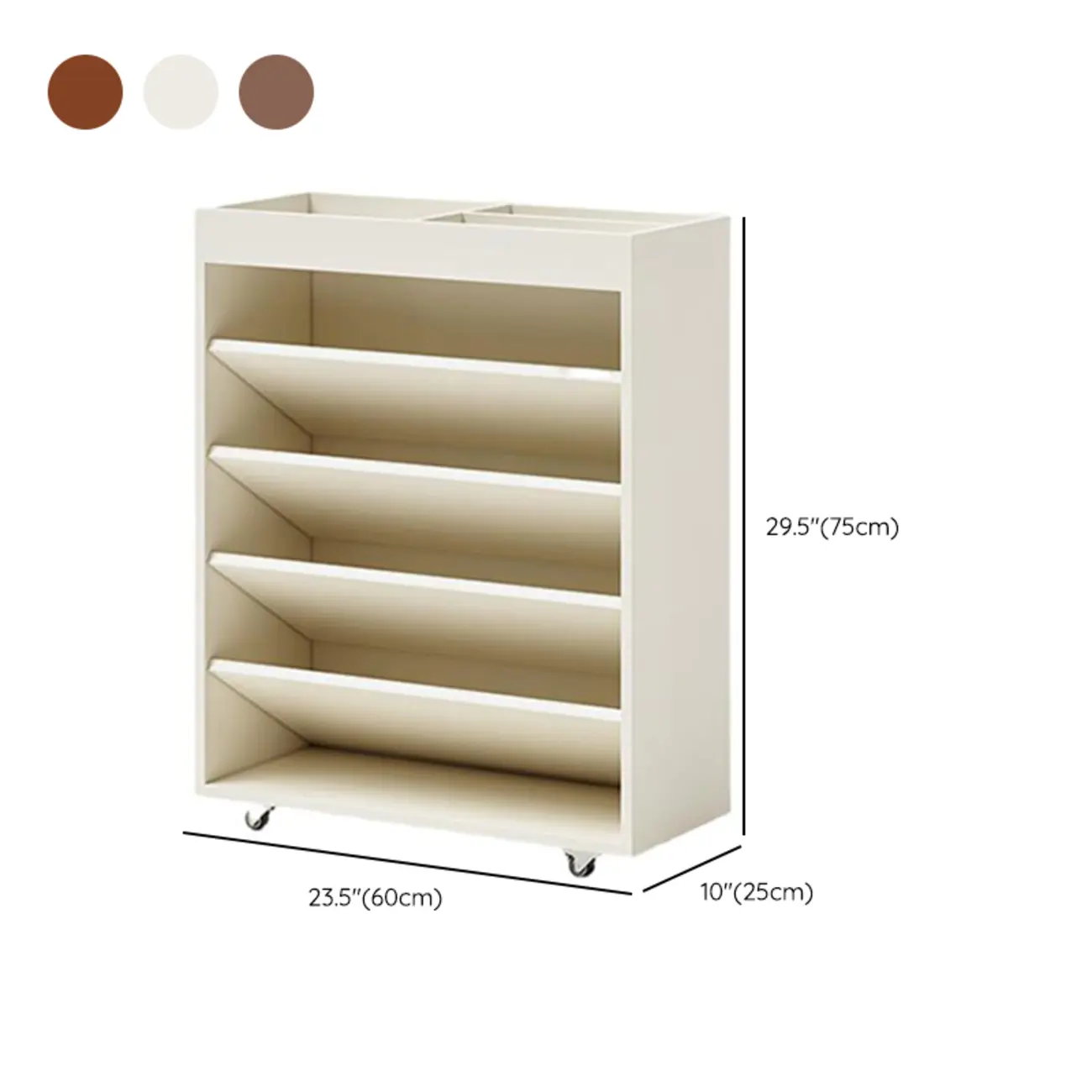 Mobile 5-Shelf Nut-Brown Wood Vertical Bookcase