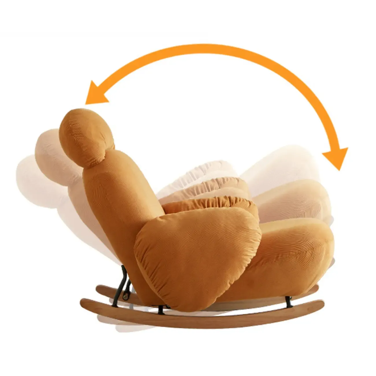 Upholstered Round Arm Rocking Chair with Optional Ottoman