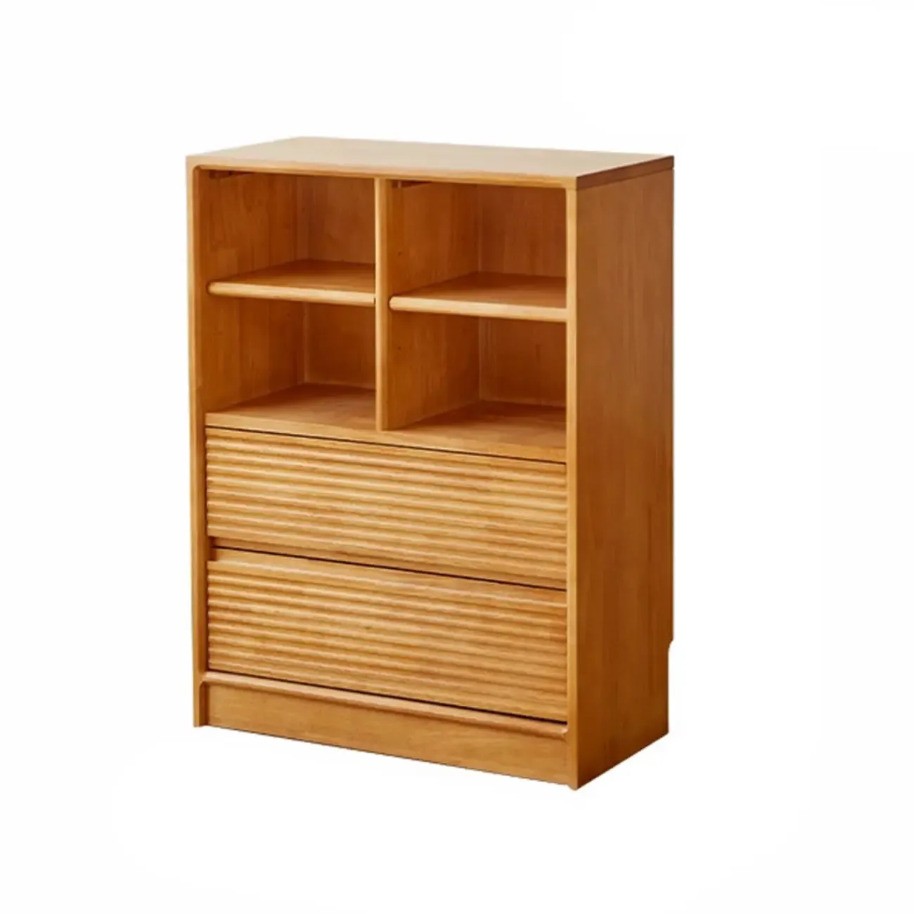 Scandinavian Light Wood 2-Shelf Bookcase with Drawers