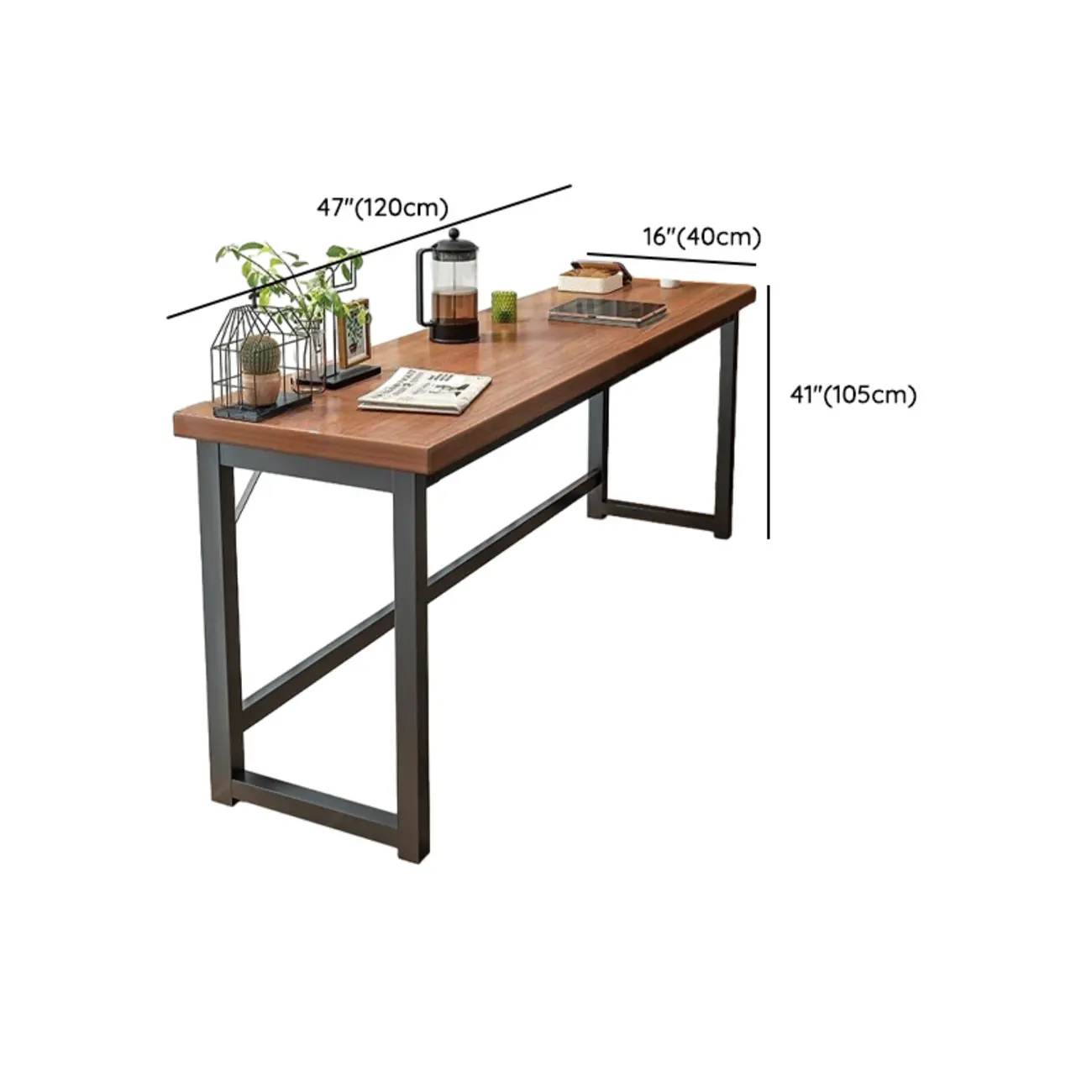 Modern Brown Wooden Metal Frame Fixed Top Bar Tables