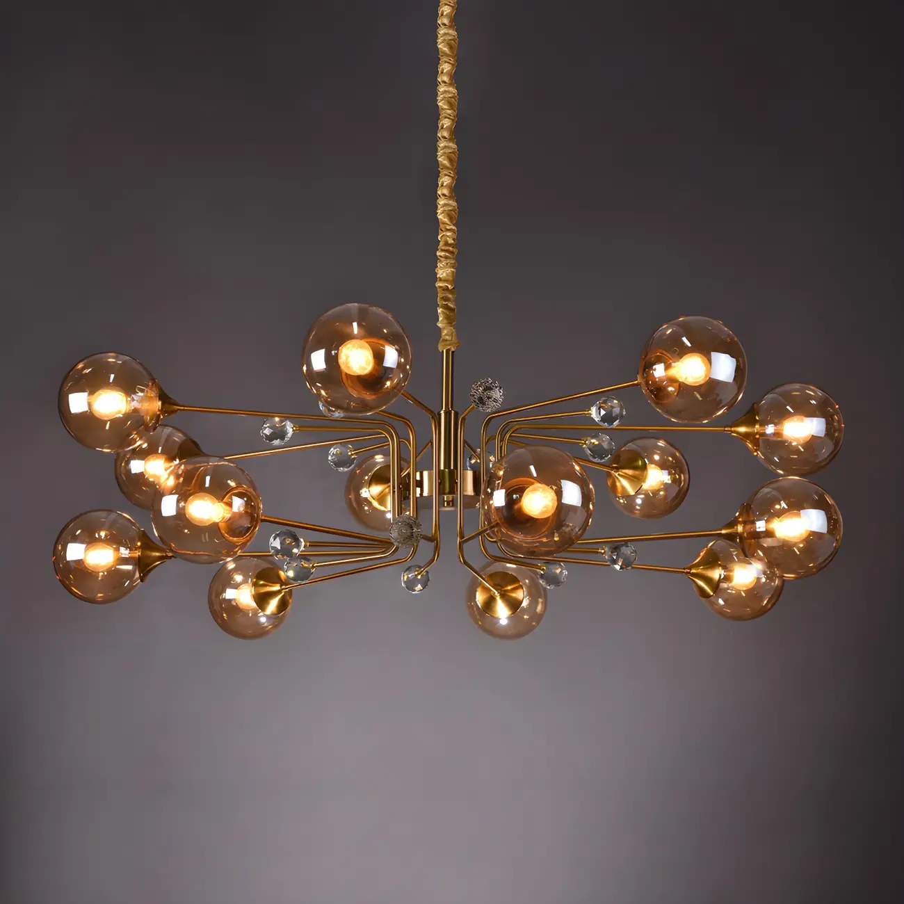 8-Light Mid-Century Modern Glass Globe Chandelier