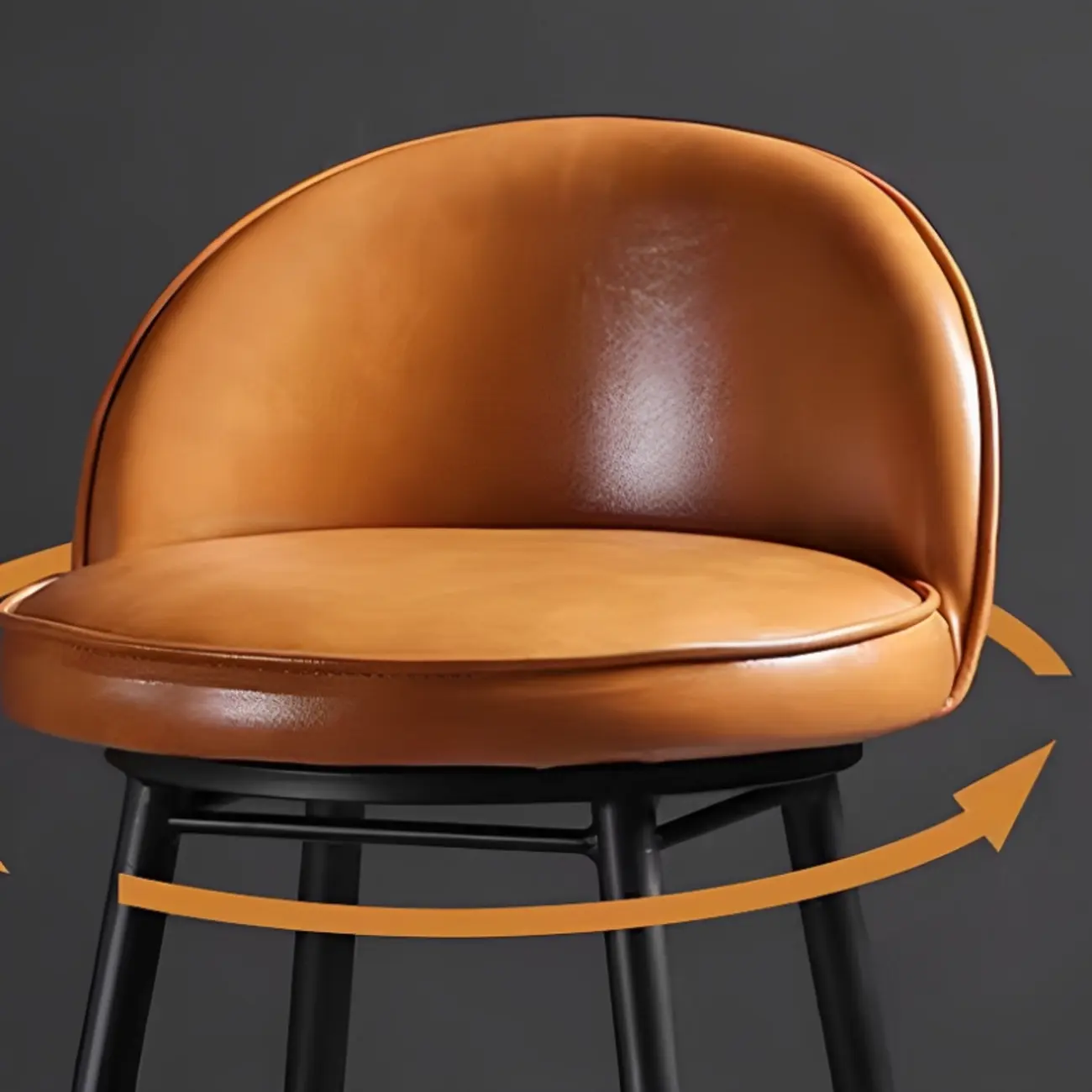 Industrial Counter Height Leather Swivel Bar Stools