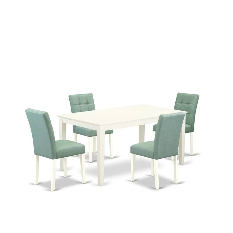 East West Furniture Dining Set Contains a Rectangle Dining Table and Chairs, Linen White (Pieces Options)